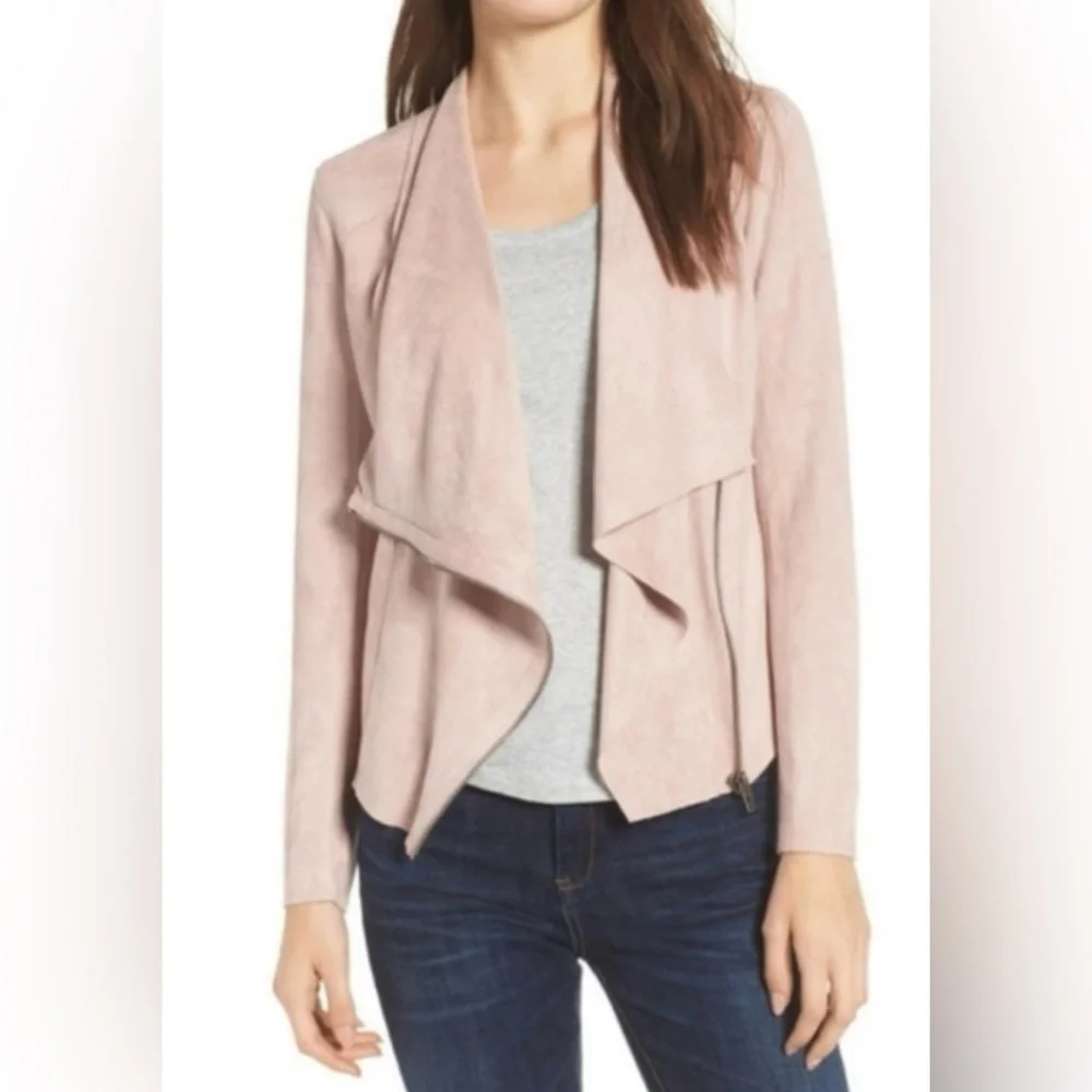 New BLANKNYC Blush Pink Soft Faux Suede Zip Jacket Size Small